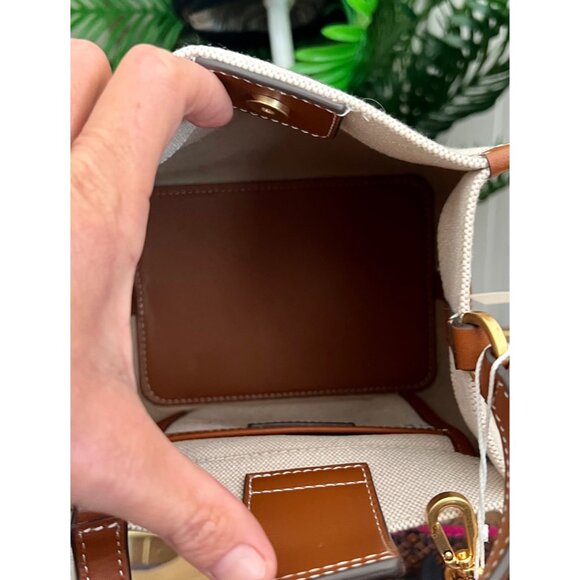 NWT! Tory Burch Canvas and Brown Leather Chelsea Shoulder Bag/ Tote - Picture 9 of 10